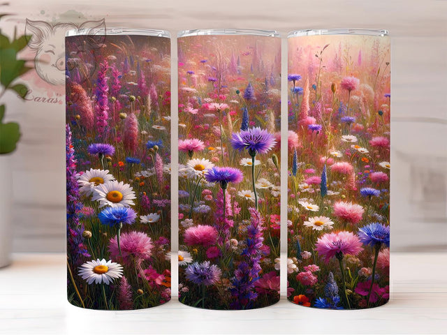 Summer Daisy Meadow 20oz Tumbler, Daisy Cup Wrap, Cornflower Floral Design, Sublimation Tumbler Wrap, 20Oz Tumbler Design, Artistic Wildflower Cup, Stylish Summer Floral Wrap Sublimation Lara' s Designs 