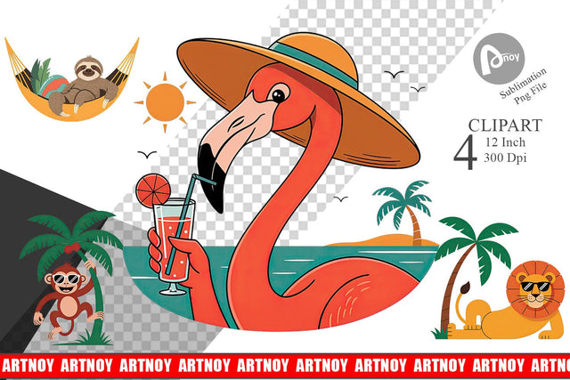 Summer Day Animal Clipart Sublimation artnoy 