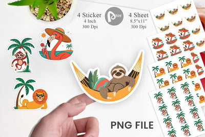Summer Day Animal Sticker Sublimation artnoy 