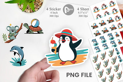 Summer Day Animal Sticker Sublimation artnoy 