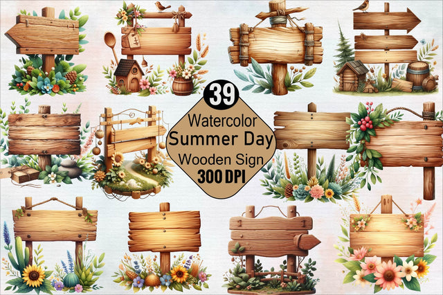 Summer Day Wooden Sign Sublimation Clipart Bundle Sublimation SVGArt 