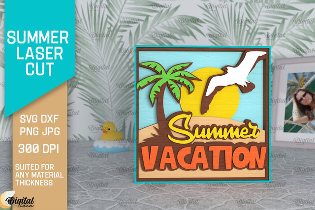 Summer Decor Laser Cut. Summer Sign SVG. Layered Laser Cut SVG Evgenyia Guschina 