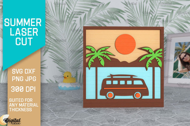 Summer Decor Laser Cut. Summer Sign SVG. Layered Laser Cut SVG Evgenyia Guschina 