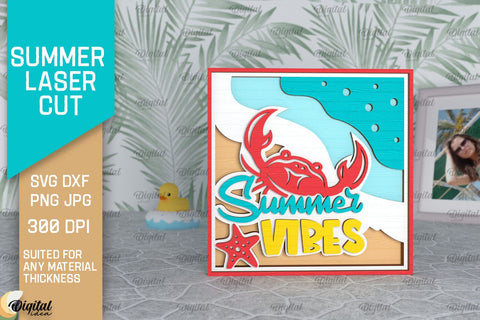 Summer Decor Laser Cut. Summer Sign SVG. Layered Laser Cut SVG Evgenyia Guschina 