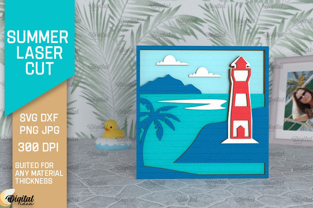 Summer Decor Laser Cut. Summer Sign SVG. Layered Laser Cut SVG Evgenyia Guschina 