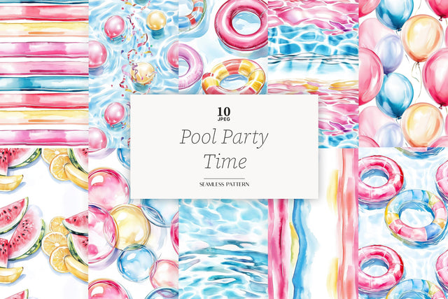 Summer Digital Paper Collection | Pool Party Patterns Digital Pattern GlamArtZhanna 