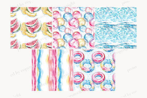 Summer Digital Paper Collection | Pool Party Patterns Digital Pattern GlamArtZhanna 