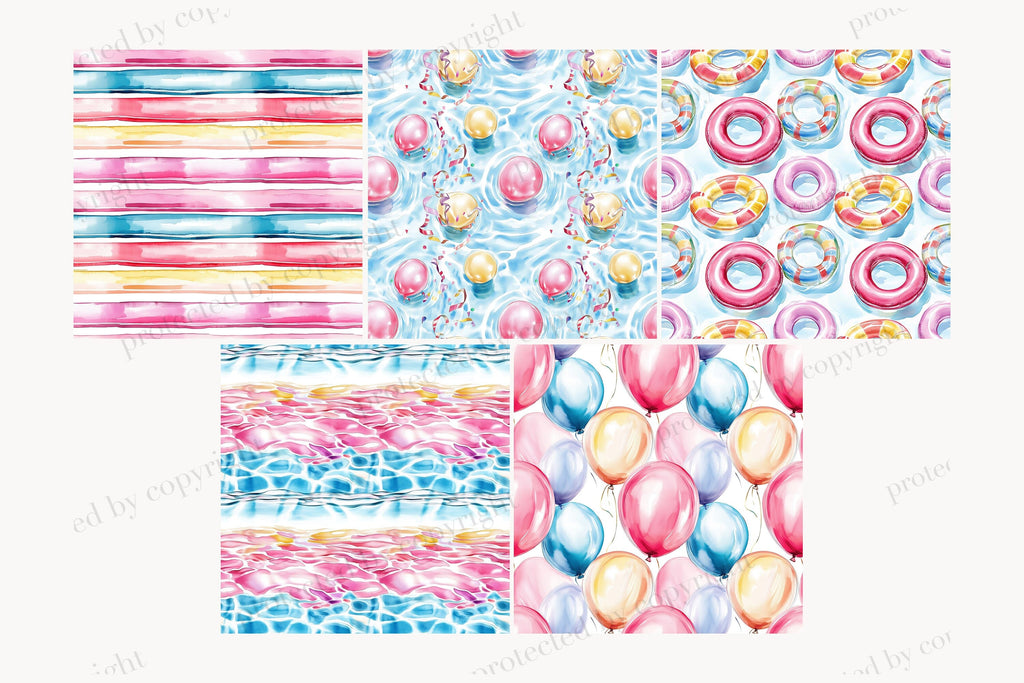 Summer Digital Paper Collection | Pool Party Patterns - So Fontsy