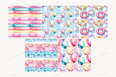 Summer Digital Paper Collection | Pool Party Patterns Digital Pattern GlamArtZhanna 