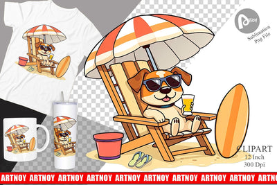 Summer Dog Clipart Sublimation artnoy 
