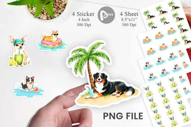 Summer Dog Day Sticker Sublimation artnoy 