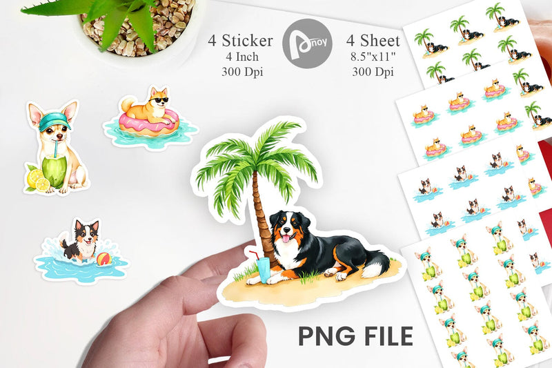 Summer Dog Day Sticker Sublimation artnoy 