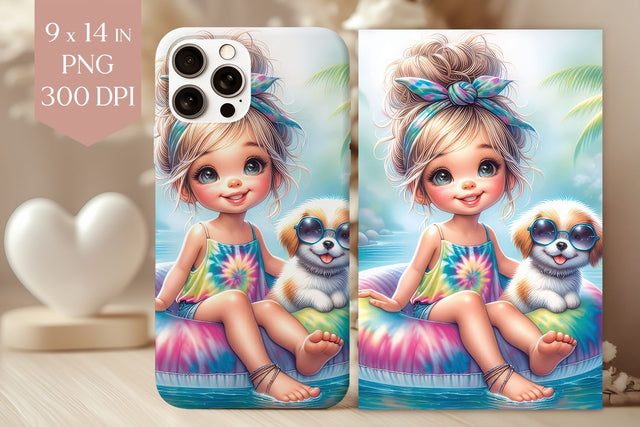Summer Dog & Girl Phone Case PNG Sublimation BijouBay 