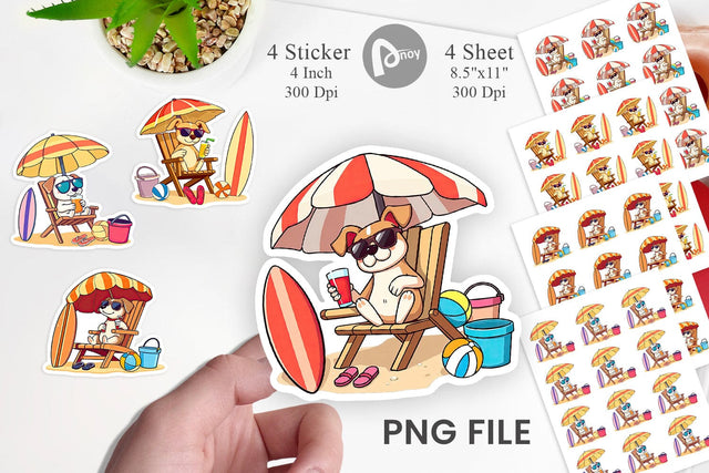 Summer Dog Sticker Sublimation artnoy 