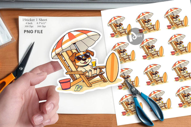 Summer Dog Sticker Sublimation artnoy 