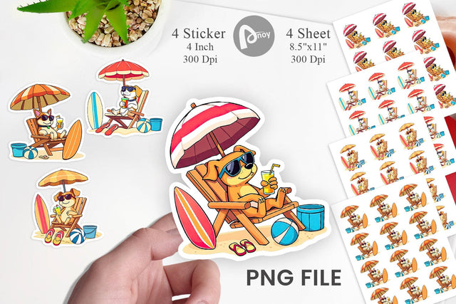 Summer Dog Sticker Sublimation artnoy 