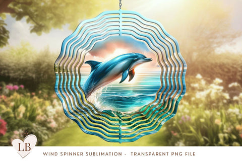 Summer Dolphin Wind Spinner PNG Sublimation Design Sublimation BijouBay 