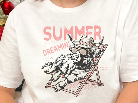 Summer Dreamin Highland Cow PNG SVG DesignDestine 