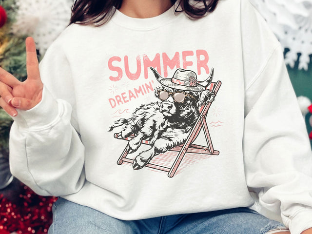 Summer Dreamin Highland Cow PNG SVG DesignDestine 