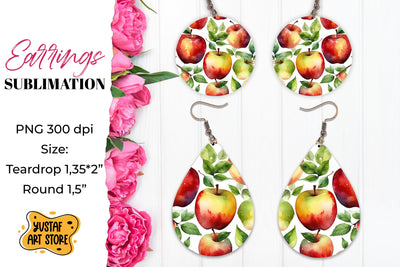 Summer earrings. Apple Earrings Sublimation. Sublimation Yustaf Art Store 