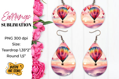 Summer earrings. Hot air balloons Sublimation. Sublimation Yustaf Art Store 