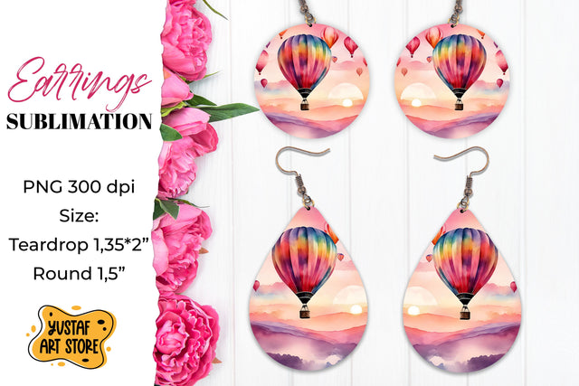 Summer earrings. Hot air balloons Sublimation. Sublimation Yustaf Art Store 