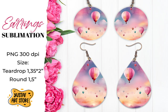 Summer earrings. Hot air balloons Sublimation. Sublimation Yustaf Art Store 