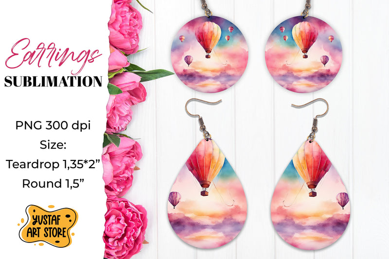 Summer earrings. Hot air balloons Sublimation. Sublimation Yustaf Art Store 