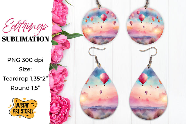 Summer earrings. Hot air balloons Sublimation. Sublimation Yustaf Art Store 