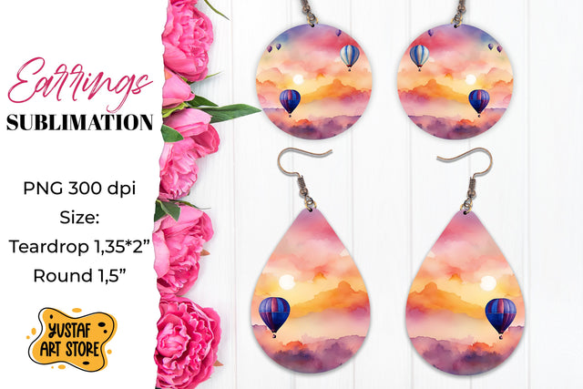 Summer earrings. Hot air balloons Sublimation. Sublimation Yustaf Art Store 