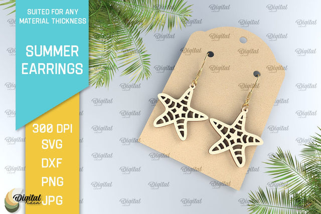 Summer Earrings Laser Cut. Wooden Summer Earrings SVG SVG Evgenyia Guschina 