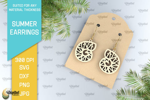Summer Earrings Laser Cut. Wooden Summer Earrings SVG SVG Evgenyia Guschina 