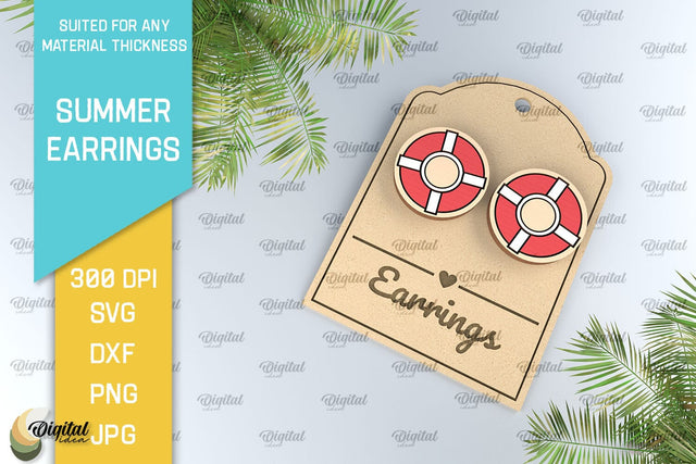 Summer Earrings Laser Cut. Wooden Summer Earrings SVG SVG Evgenyia Guschina 