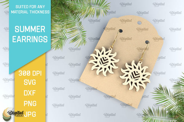 Summer Earrings Laser Cut. Wooden Summer Earrings SVG SVG Evgenyia Guschina 