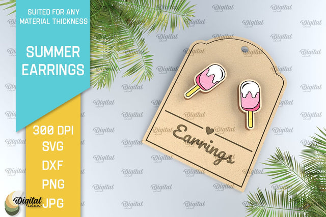 Summer Earrings Laser Cut. Wooden Summer Earrings SVG SVG Evgenyia Guschina 