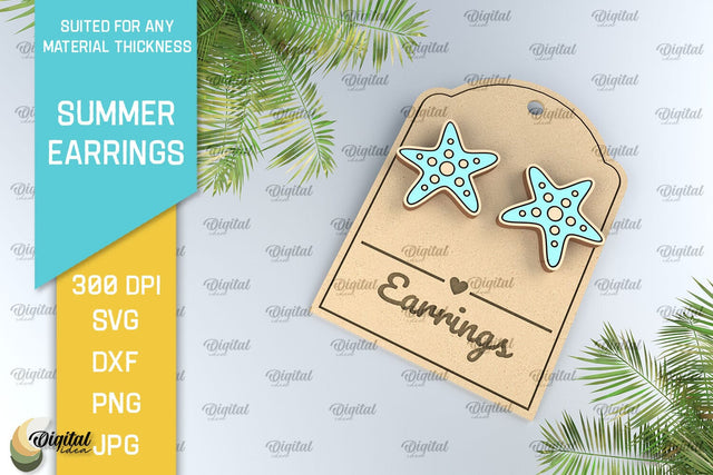 Summer Earrings Laser Cut. Wooden Summer Earrings SVG SVG Evgenyia Guschina 