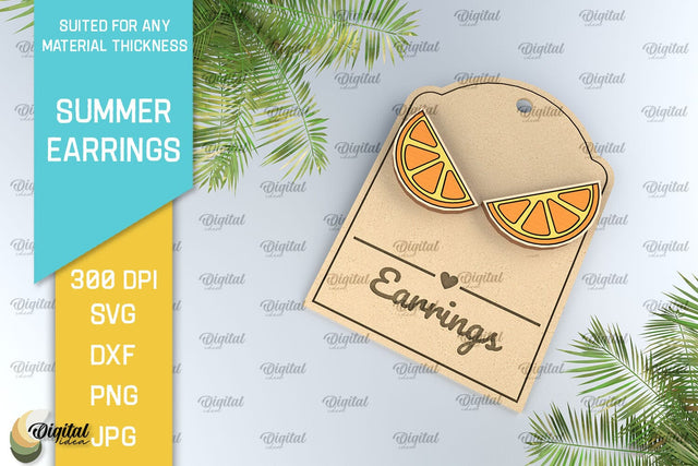 Summer Earrings Laser Cut. Wooden Summer Earrings SVG SVG Evgenyia Guschina 