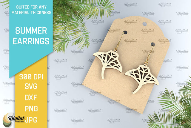 Summer Earrings Laser Cut. Wooden Summer Earrings SVG SVG Evgenyia Guschina 