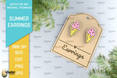 Summer Earrings Laser Cut. Wooden Summer Earrings SVG SVG Evgenyia Guschina 