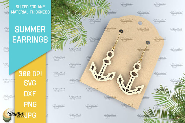 Summer Earrings Laser Cut. Wooden Summer Earrings SVG SVG Evgenyia Guschina 