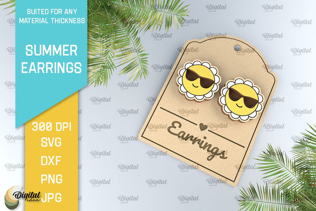 Summer Earrings Laser Cut. Wooden Summer Earrings SVG SVG Evgenyia Guschina 