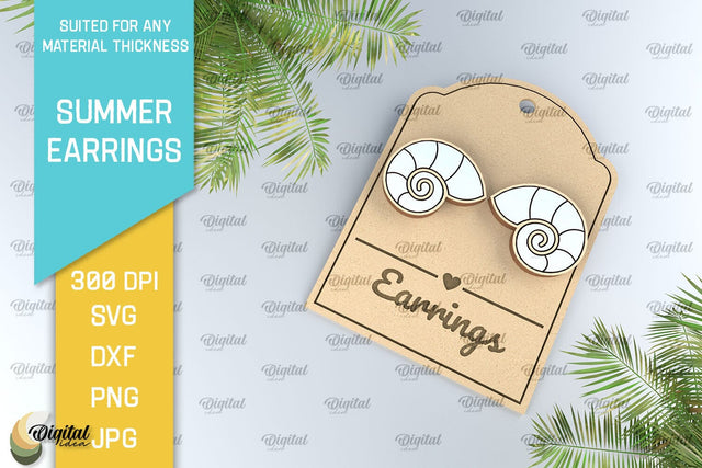 Summer Earrings Laser Cut. Wooden Summer Earrings SVG SVG Evgenyia Guschina 
