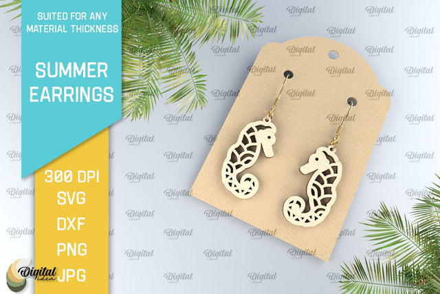 Summer Earrings Laser Cut. Wooden Summer Earrings SVG SVG Evgenyia Guschina 