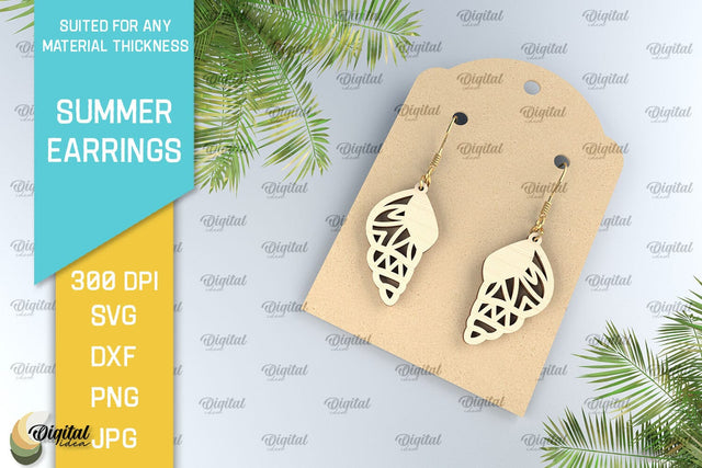 Summer Earrings Laser Cut. Wooden Summer Earrings SVG SVG Evgenyia Guschina 