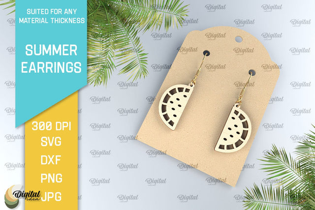 Summer Earrings Laser Cut. Wooden Summer Earrings SVG SVG Evgenyia Guschina 