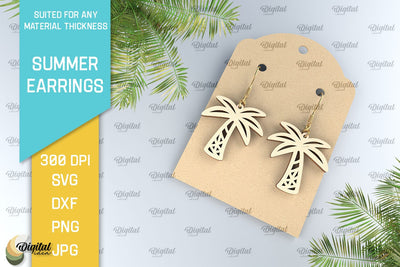 Summer Earrings Laser Cut. Wooden Summer Earrings SVG SVG Evgenyia Guschina 