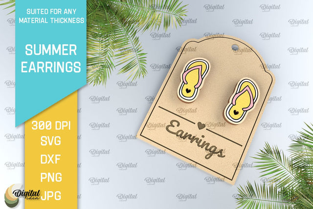 Summer Earrings Laser Cut. Wooden Summer Earrings SVG SVG Evgenyia Guschina 