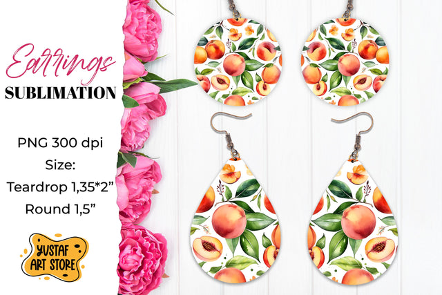 Summer earrings. Peach Earrings Sublimation. Sublimation Yustaf Art Store 