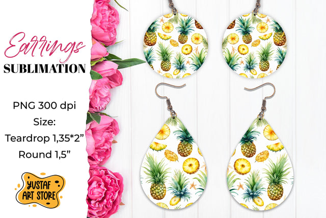 Summer earrings. Pineapple Earrings Sublimation. Sublimation Yustaf Art Store 