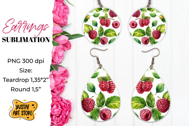 Summer earrings. Raspberry Earrings Sublimation. Sublimation Yustaf Art Store 